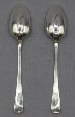 1788 English Pair of Sterling Silver Tablespoons by William Sumner II