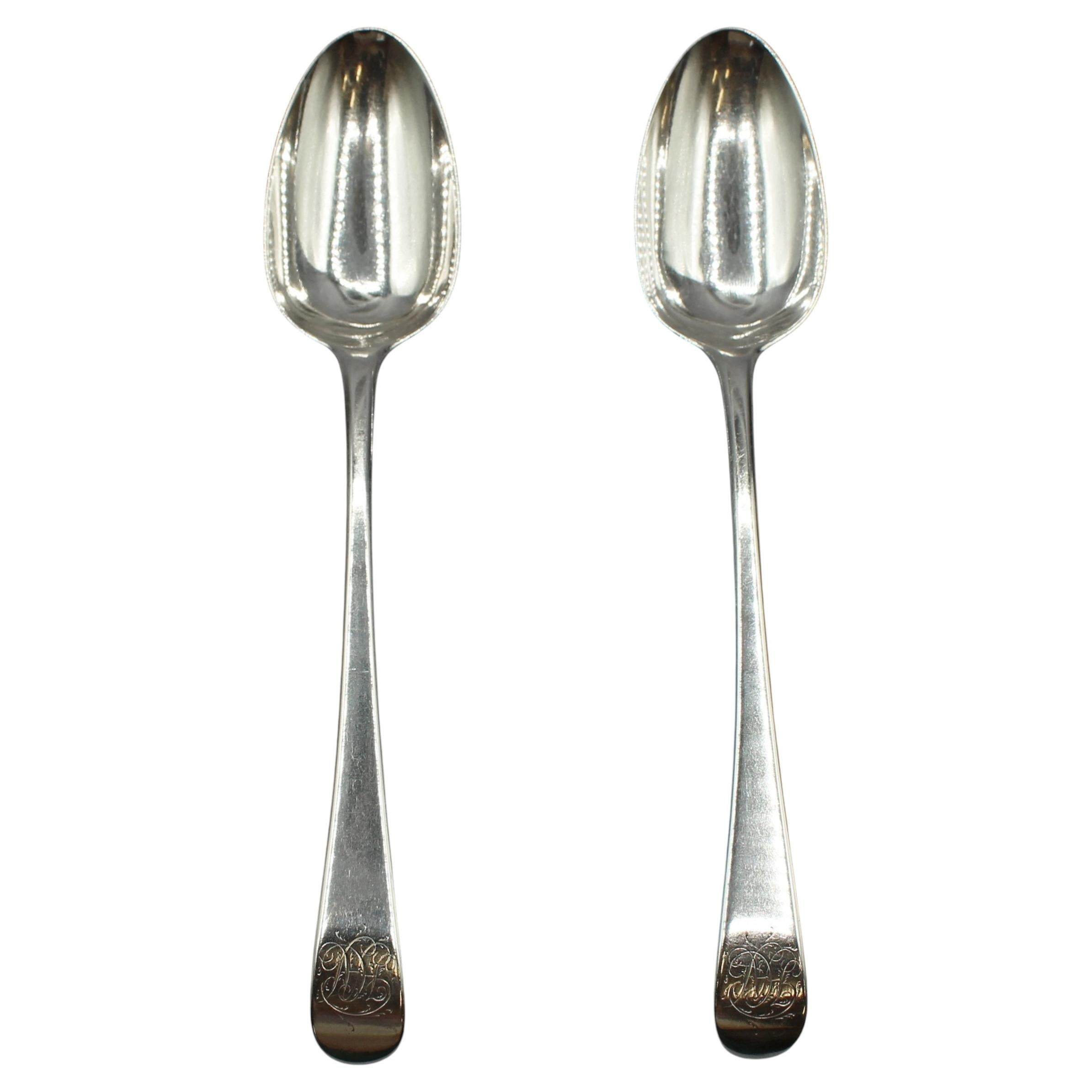 1788 English Pair of Sterling Silver Tablespoons by William Sumner II