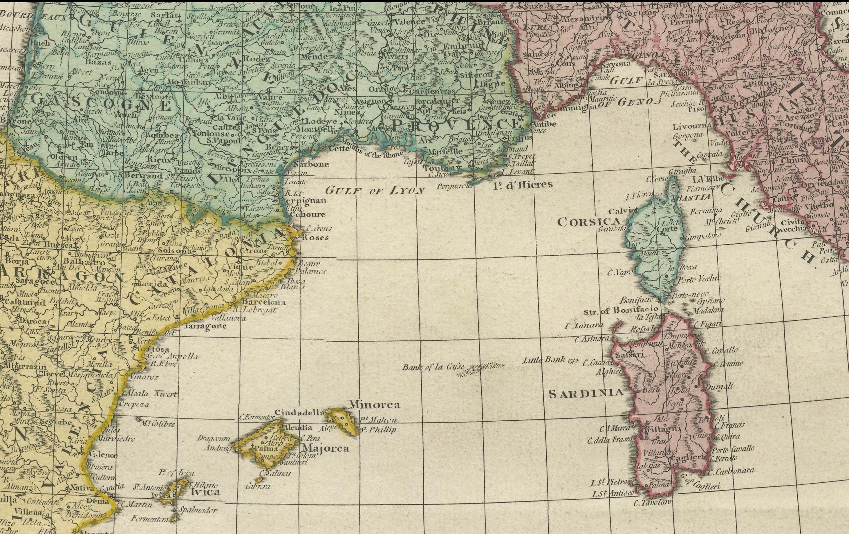 Mapa de Europa de 1788 - Francia, Italia, España, Alemania, Gran Bretaña e Irlanda Grabado en venta