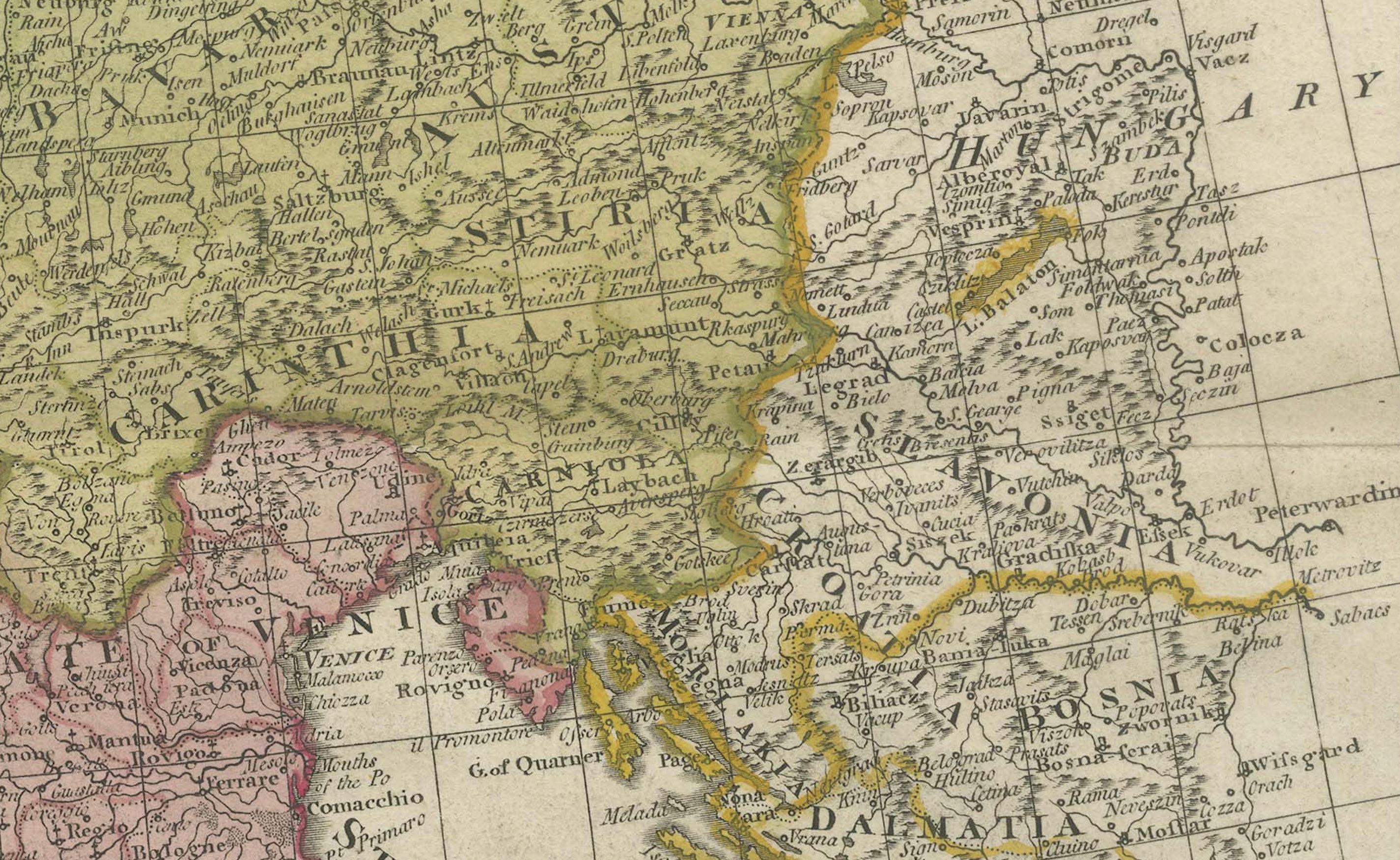 Mapa de Europa de 1788 - Francia, Italia, España, Alemania, Gran Bretaña e Irlanda finales del siglo XVIII en venta