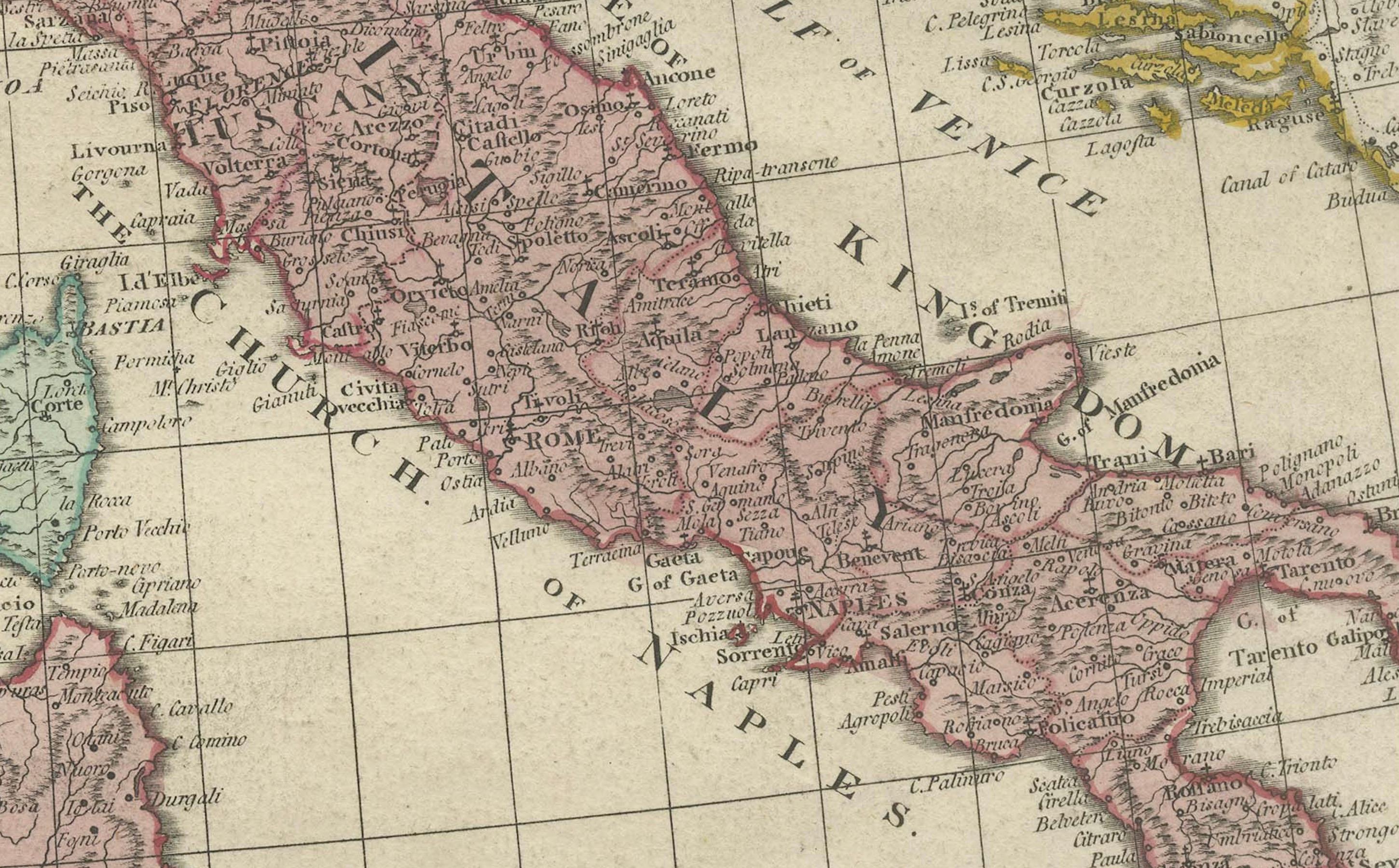 Mapa de Europa de 1788 - Francia, Italia, España, Alemania, Gran Bretaña e Irlanda Papel en venta