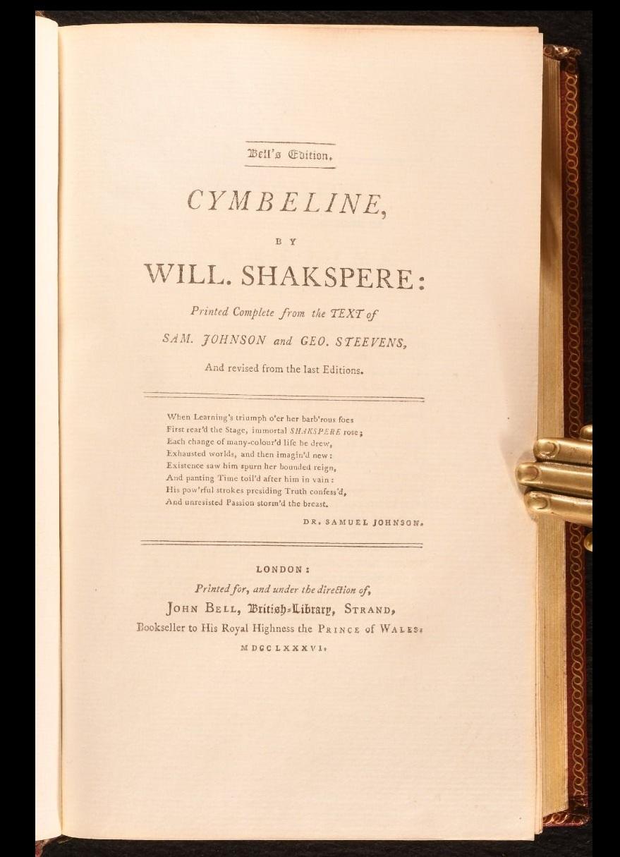 Paper 1788 The Dramatick Writings of Will. Shakspere For Sale