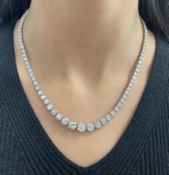 17.89 Carat Natural Diamond Riviera Graduated Necklace.