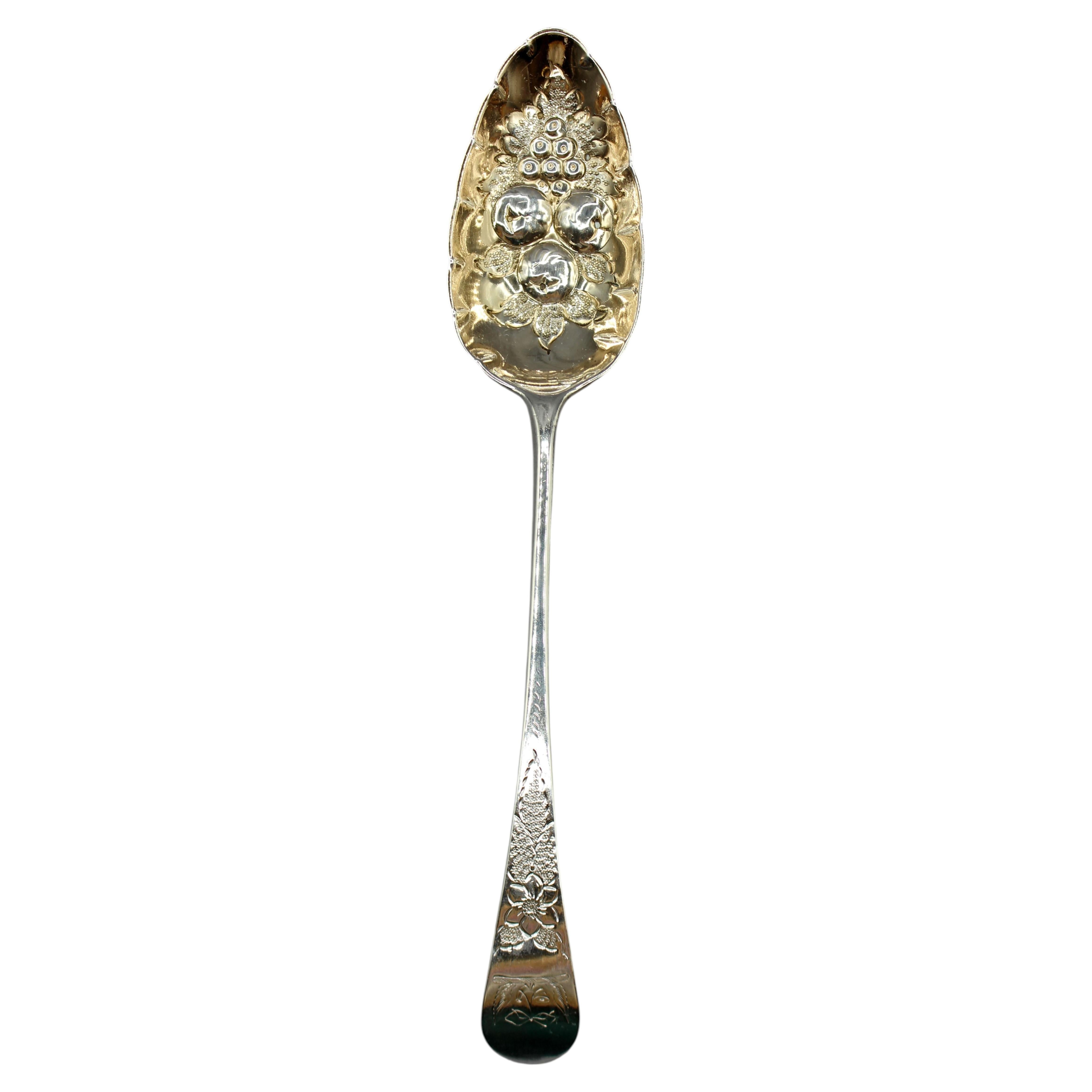 1789 English Sterling Silver and Gilt Dessert Spoon by Charles Hougham
