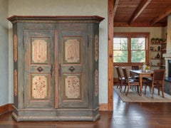 1789 Green Floral Painted Cupboard