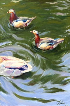 Mandarin Ducks, Realist Animal Painting, Oil on Canvas, 2026