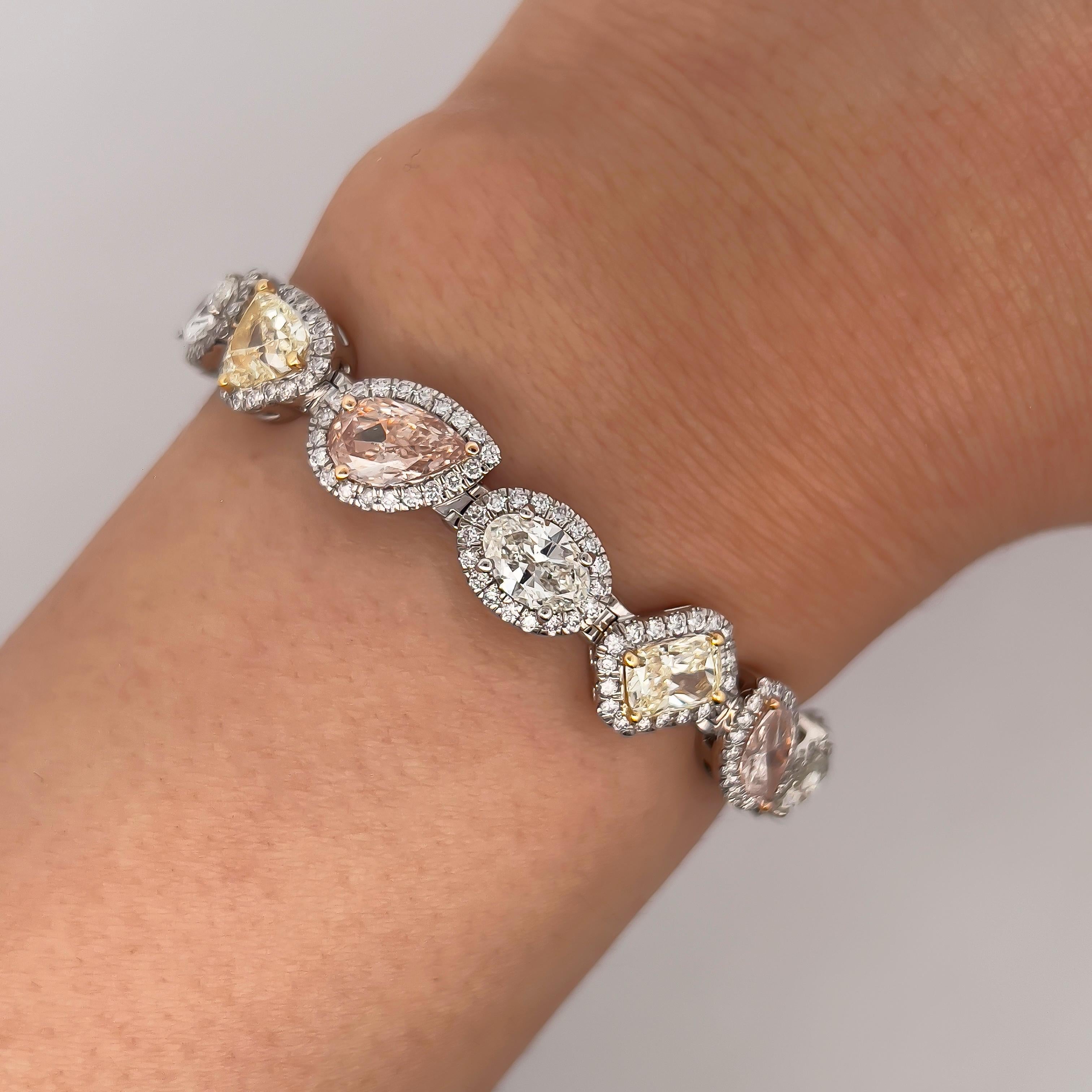 17.89CT Mehrfarbiges Erddiamant-Tennisarmband, GIA-zertifizierte Steine (Ästhetizismus) im Angebot