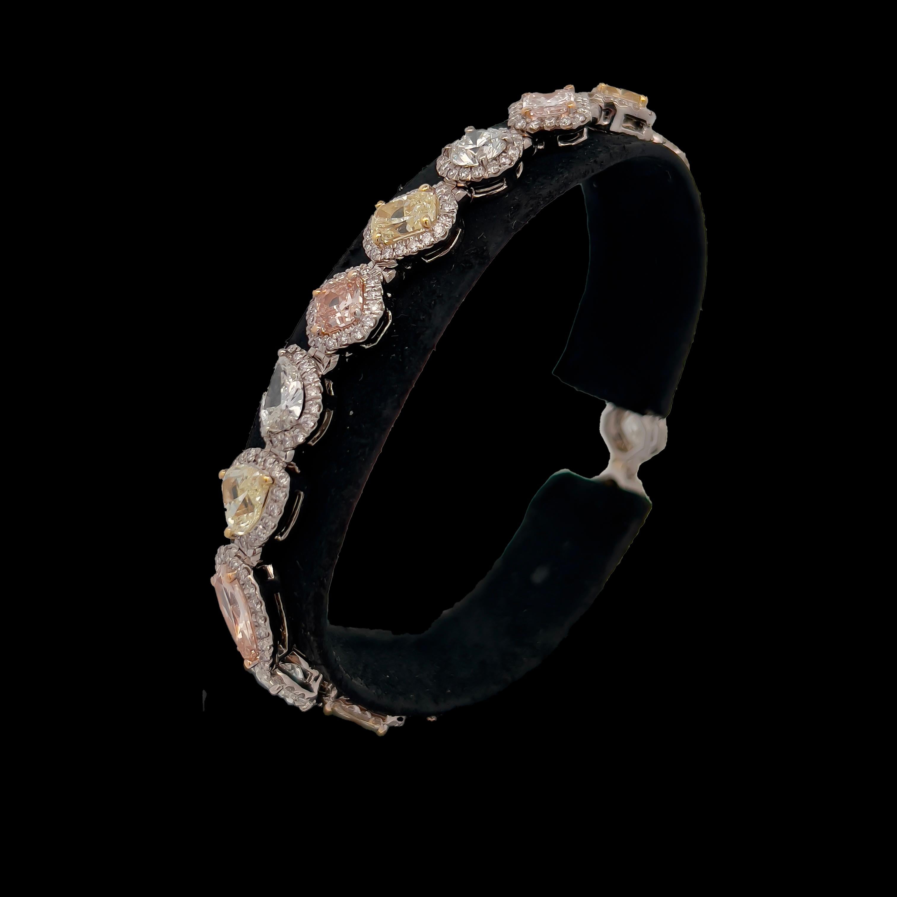 17.89CT Mehrfarbiges Erddiamant-Tennisarmband, GIA-zertifizierte Steine im Zustand „Neu“ im Angebot in New York, NY