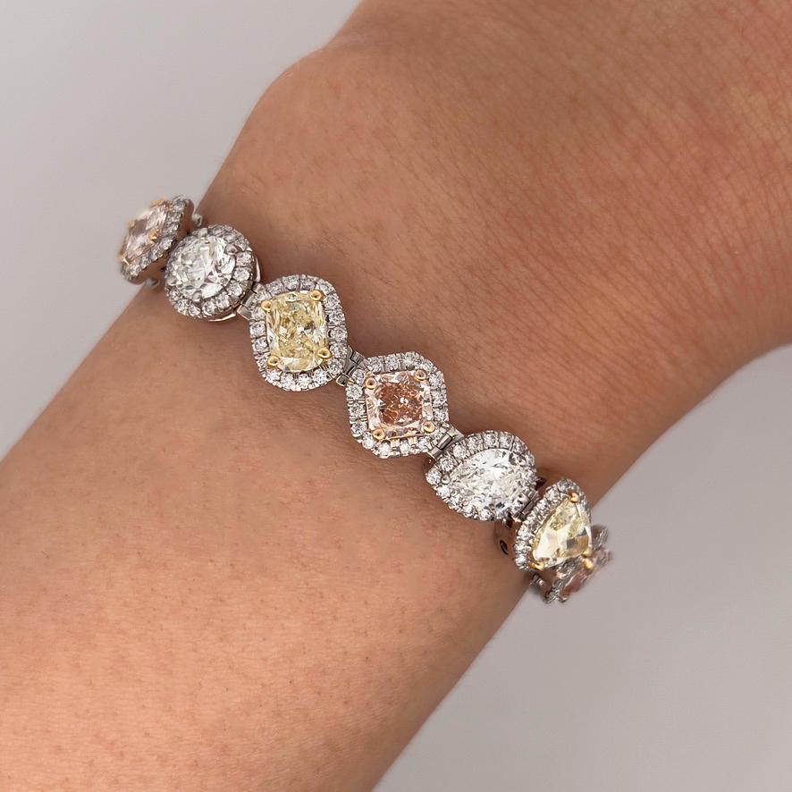 17.89CT Mehrfarbiges Erddiamant-Tennisarmband, GIA-zertifizierte Steine für Damen oder Herren im Angebot