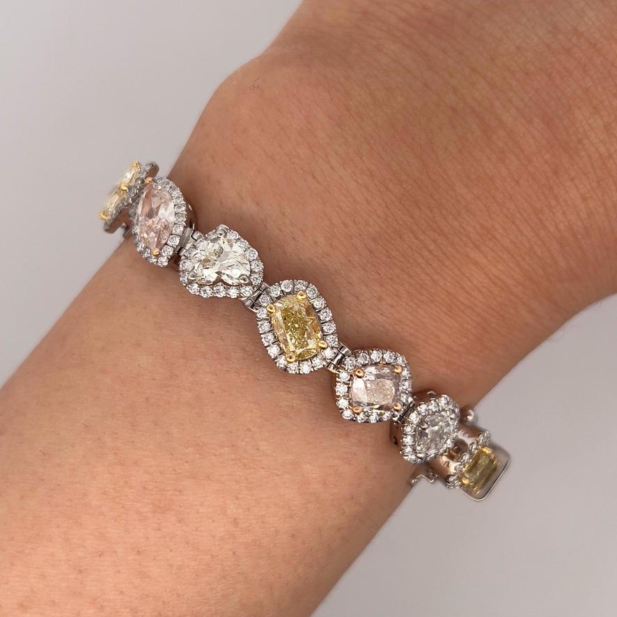 17.89CT Mehrfarbiges Erddiamant-Tennisarmband, GIA-zertifizierte Steine im Angebot 1