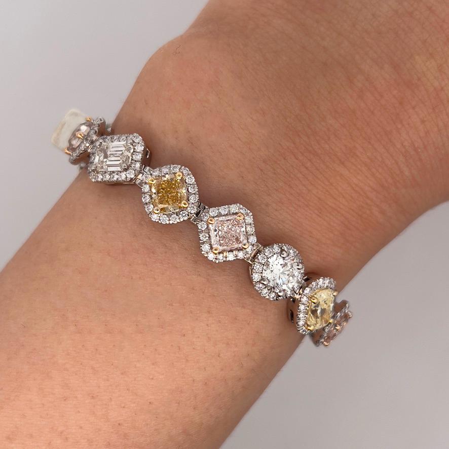 17.89CT Mehrfarbiges Erddiamant-Tennisarmband, GIA-zertifizierte Steine im Angebot 2