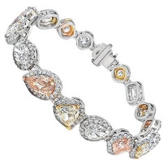 17.89CT Multi Color Earth Diamond Tennis Bracelet, GIA Certified Stones