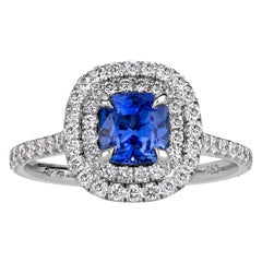 1.78ct Cushion Cut Sapphire and Diamond Engagement Ring