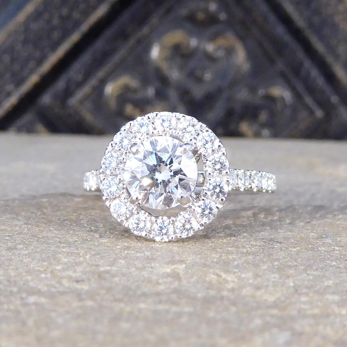 1.78ct Diamond Halo Cluster Ring in Platinum In New Condition For Sale In Yorkshire, West Yorkshire