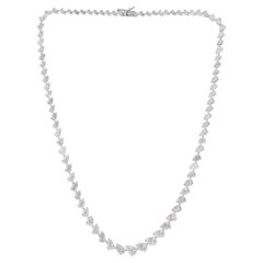 17.8ct Graduated Pear Cut SI/H Diamond Chain Necklace 18K White Gold