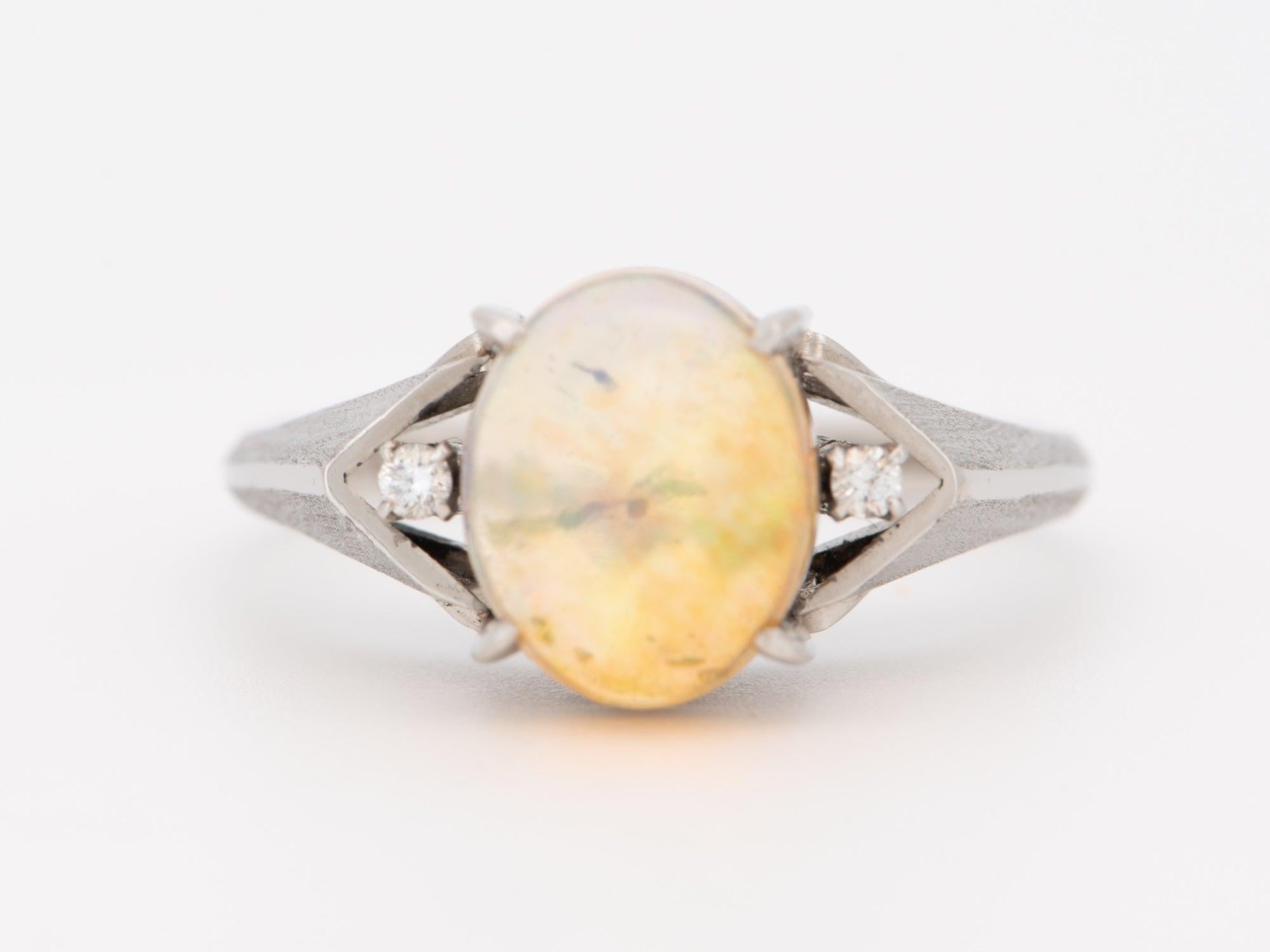 Uncut 1.78ct High Dome Bright Mexican Fire Opal Ring Platinum V1144 For Sale