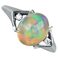 1,78ct hohe Dome hellen mexikanischen Feuer Opal Ring Platin V1144