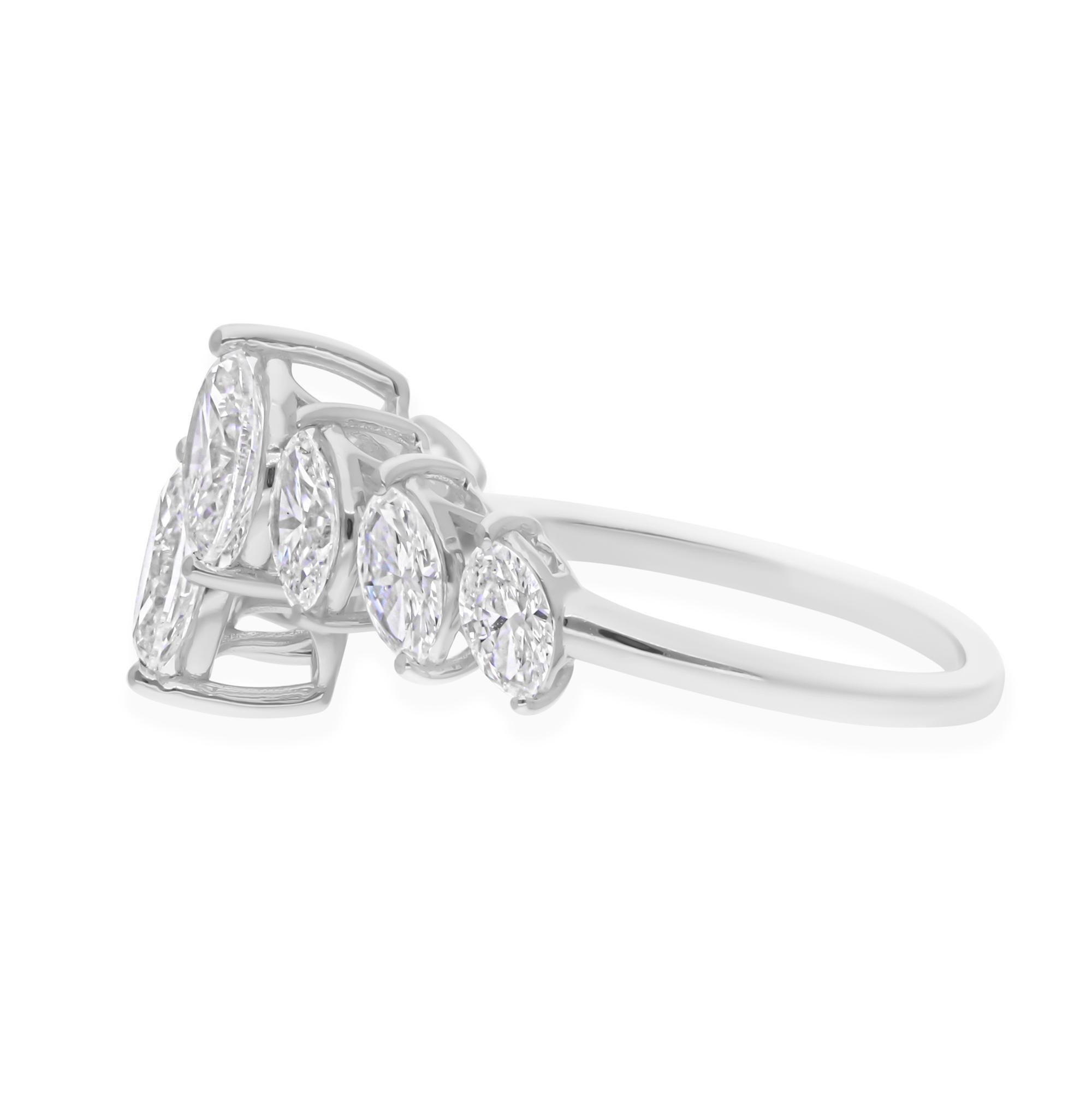 Im Angebot: 1.78Ct Marquise Cut Diamond Open Ring 14k Weißgold Frauen Engagement Geschenk () 4