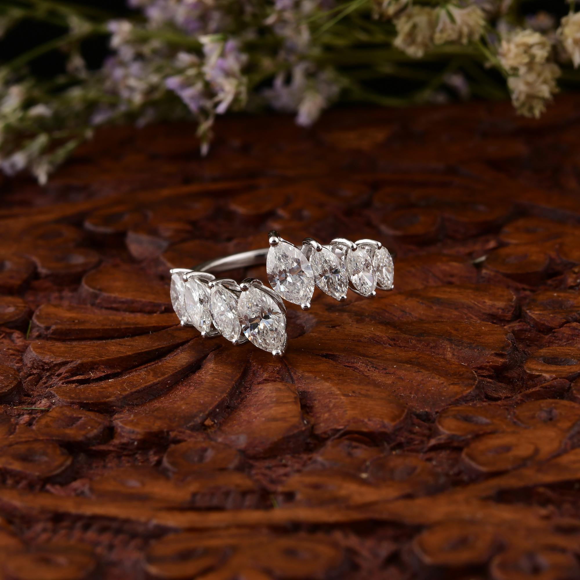 Im Angebot: 1.78Ct Marquise Cut Diamond Open Ring 14k Weißgold Frauen Engagement Geschenk () 5