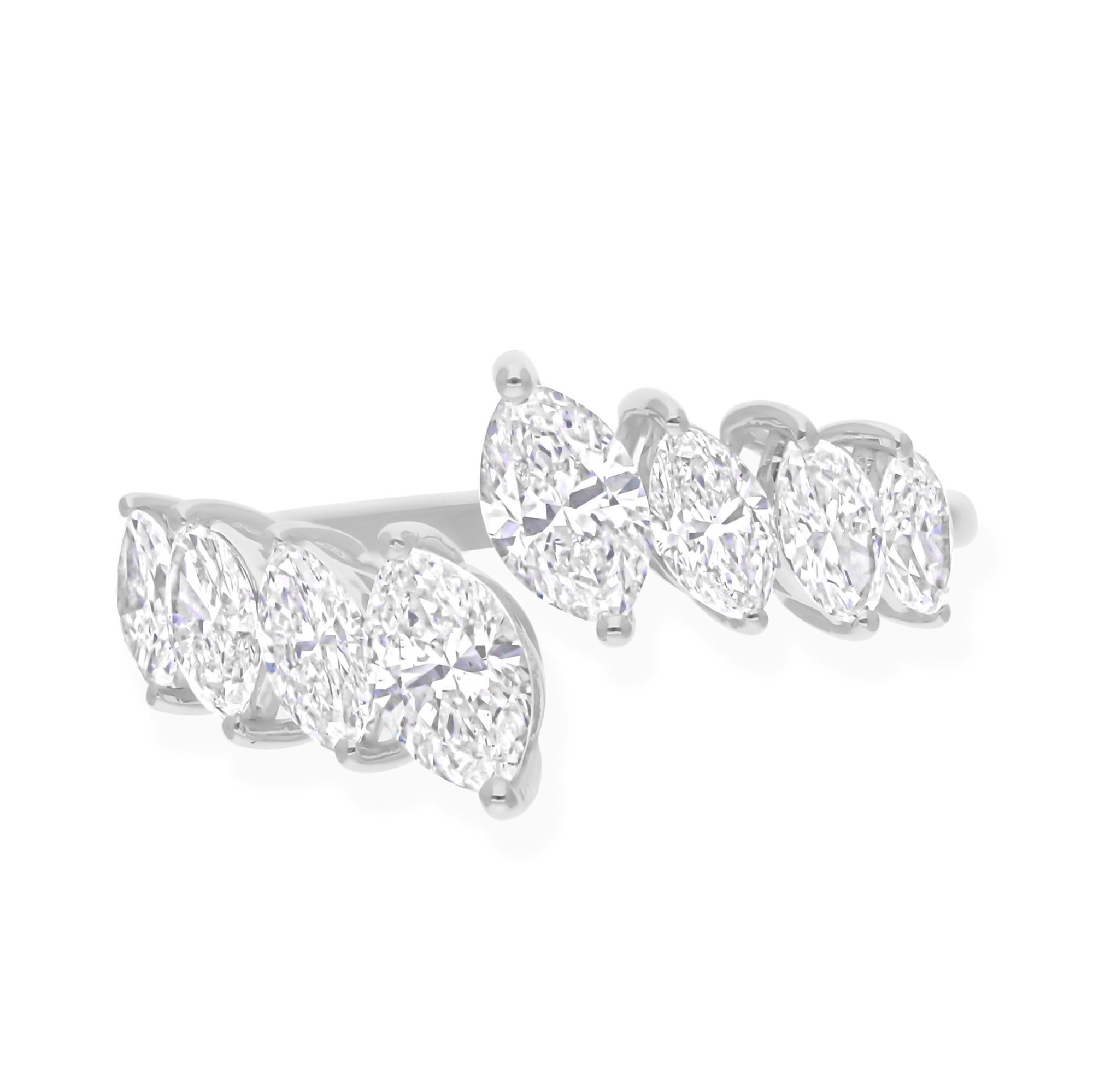 Im Angebot: 1.78Ct Marquise Cut Diamond Open Ring 14k Weißgold Frauen Engagement Geschenk () 7