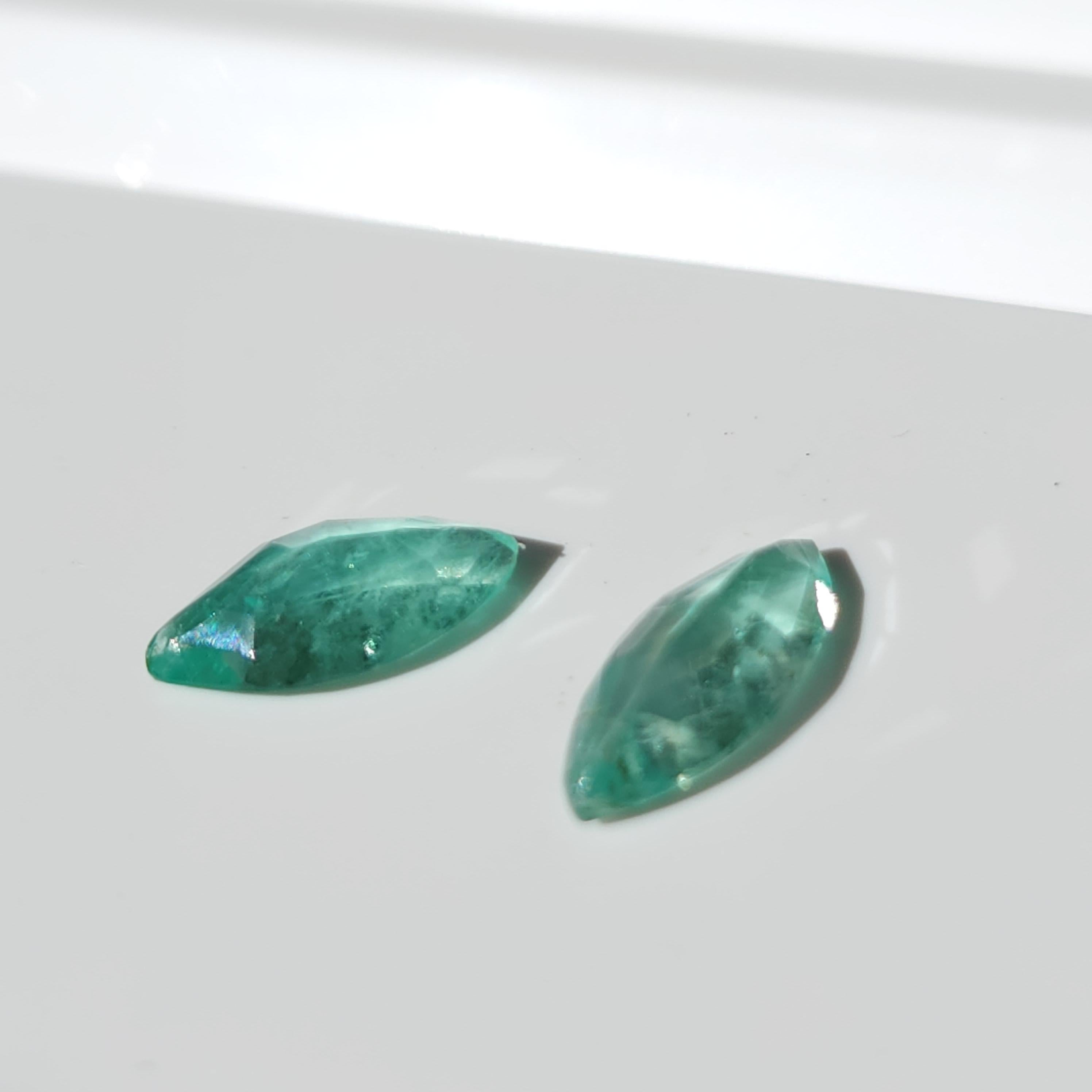 1.78Ct Natural Loose Emerald Marqiuse Shape 2 Pcs For Sale 1