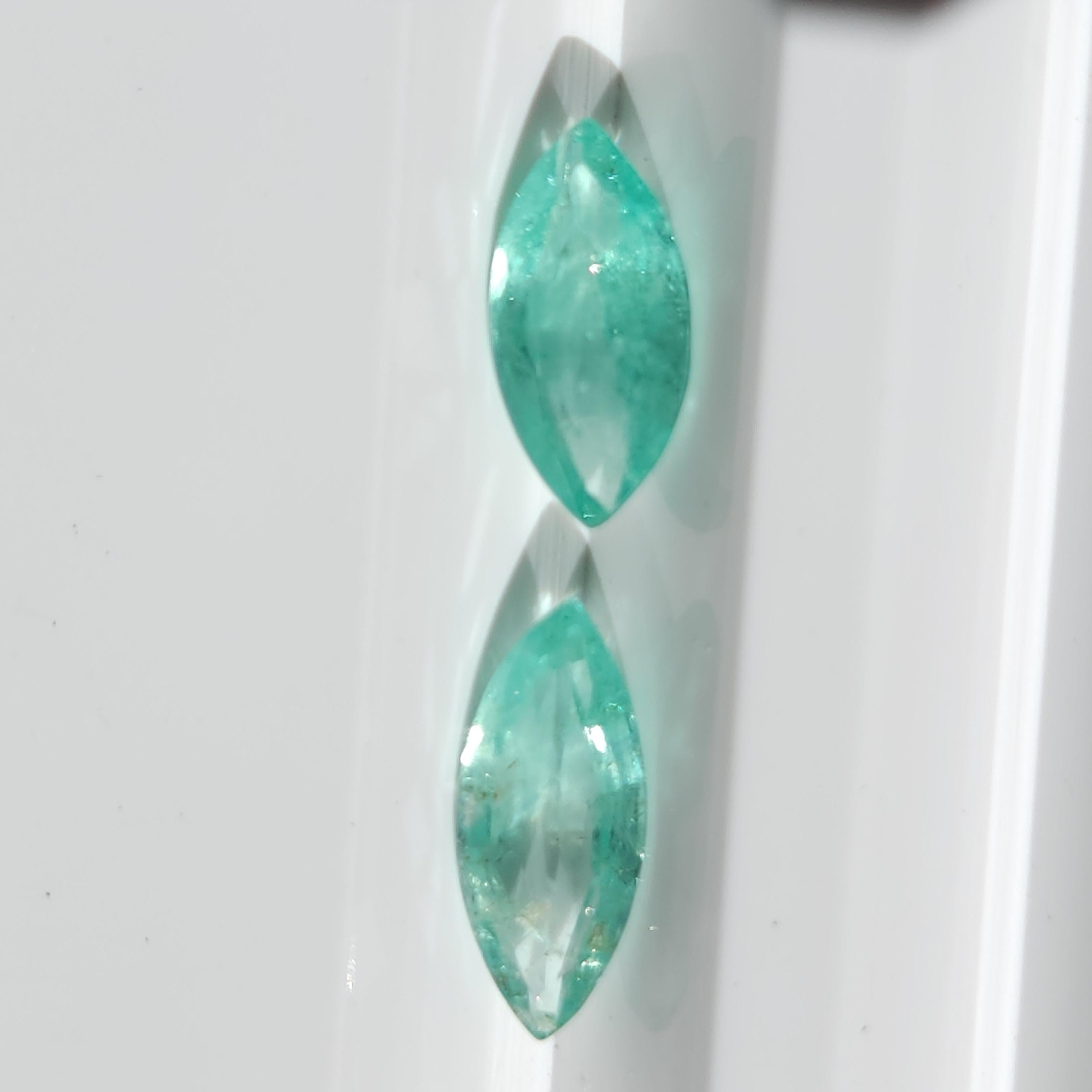 1.78Ct Natural Loose Emerald Marqiuse Shape 2 Pcs For Sale 2