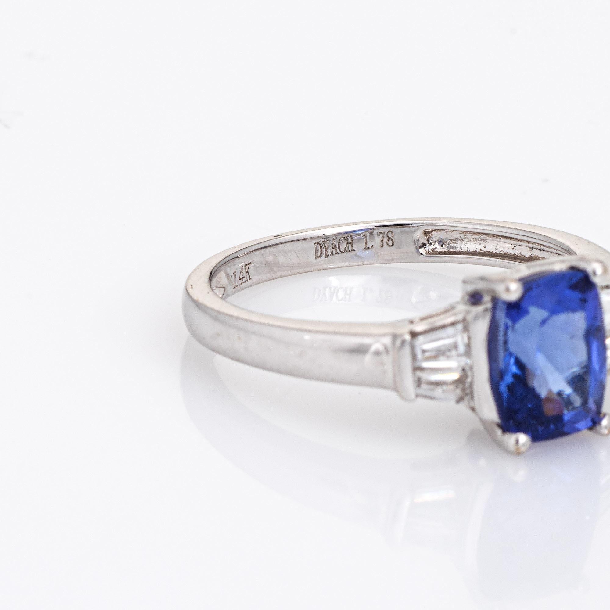 1.78ct Tanzanite Diamond Ring Gemstone Engagement Estate 14k White Gold In Good Condition For Sale In Torrance, CA