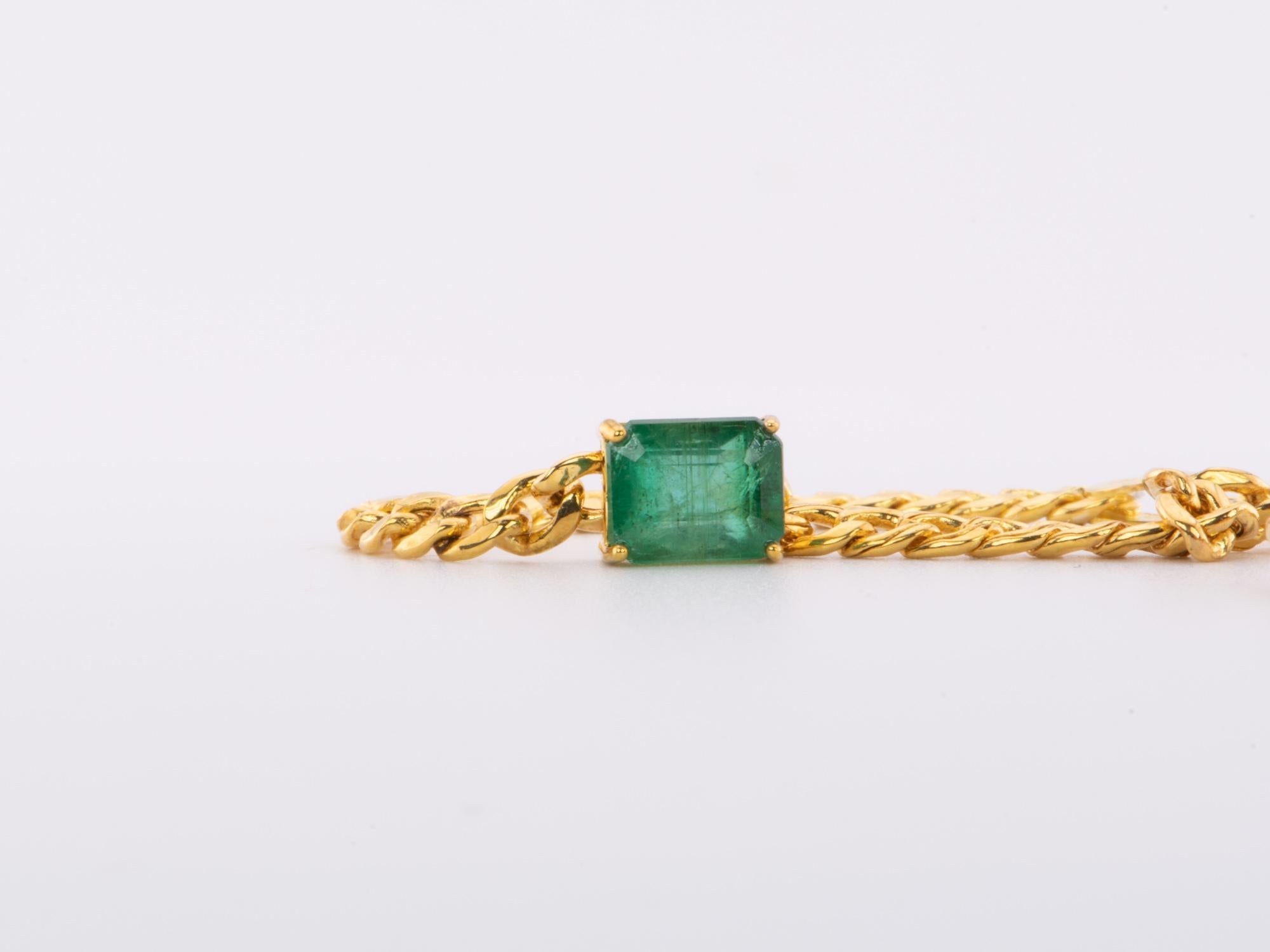 1.78ct Zambian Emerald Bracelet on Miami Cuban Chain 14K Gold R2085 For ...