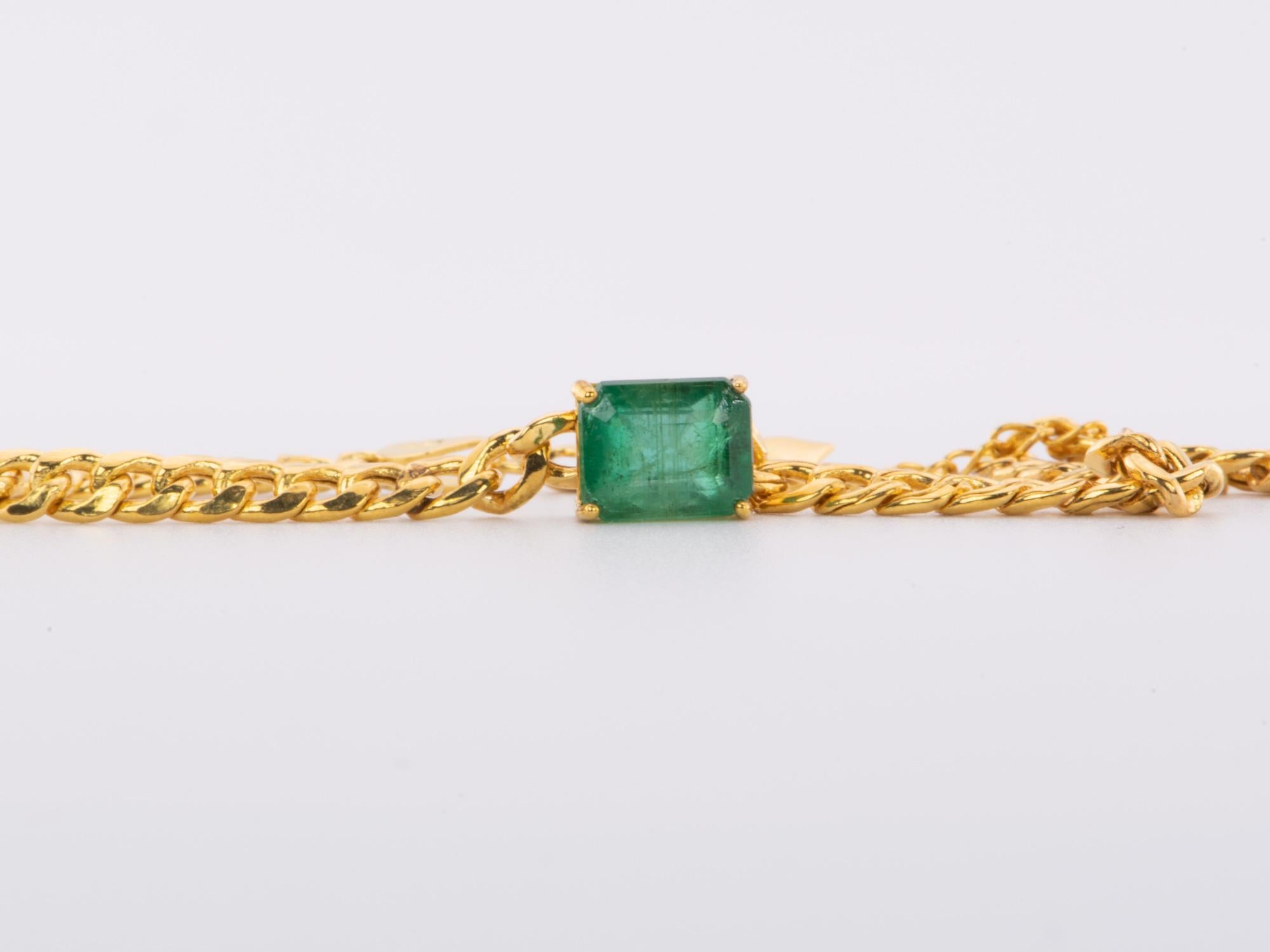 1.78ct Zambian Emerald Bracelet on Miami Cuban Chain 14K Gold R2085 For ...