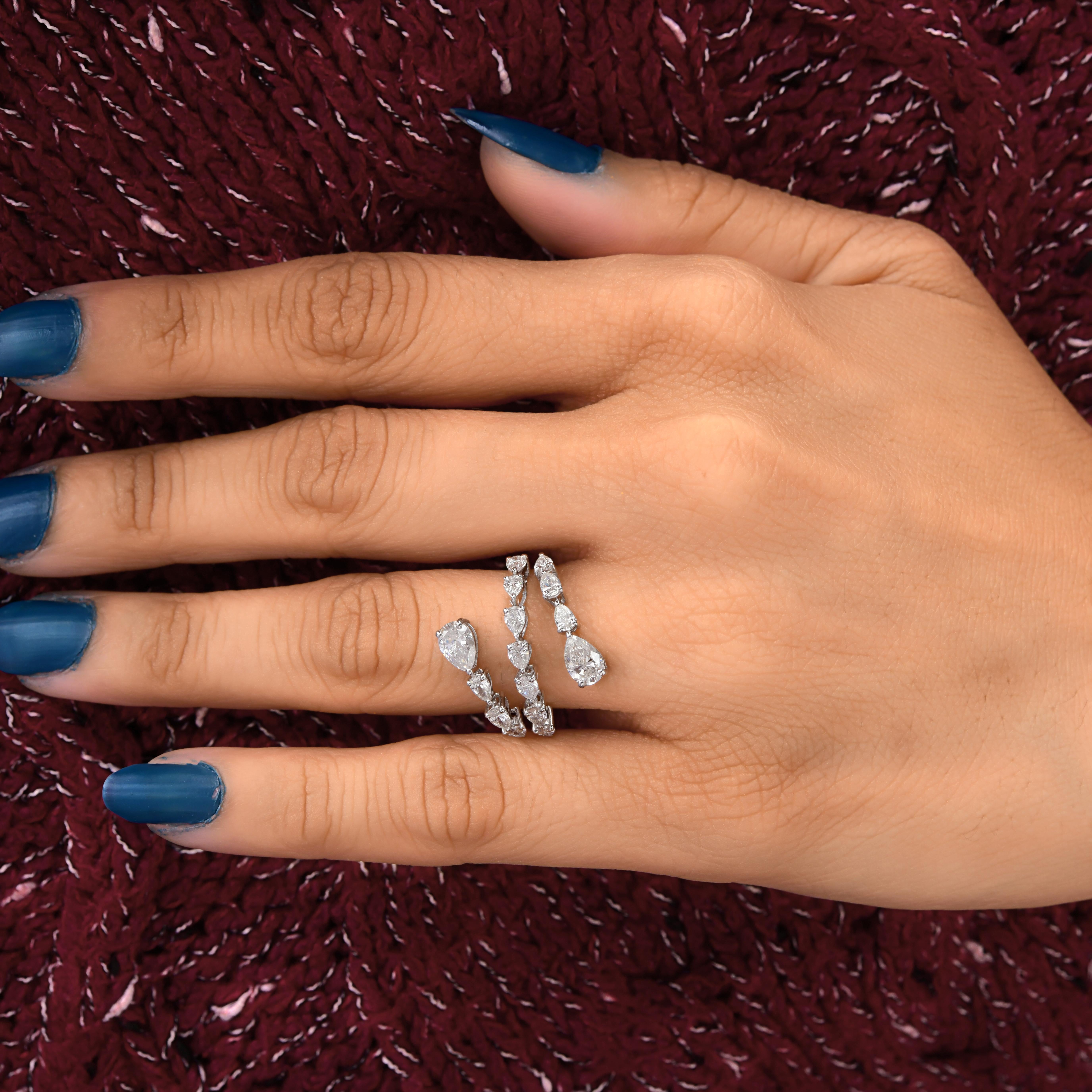 En venta: 1,78cts SI/H Anillo de Cóctel Envolvente Abierto de Diamantes en Oro Blanco Macizo de 18k  2