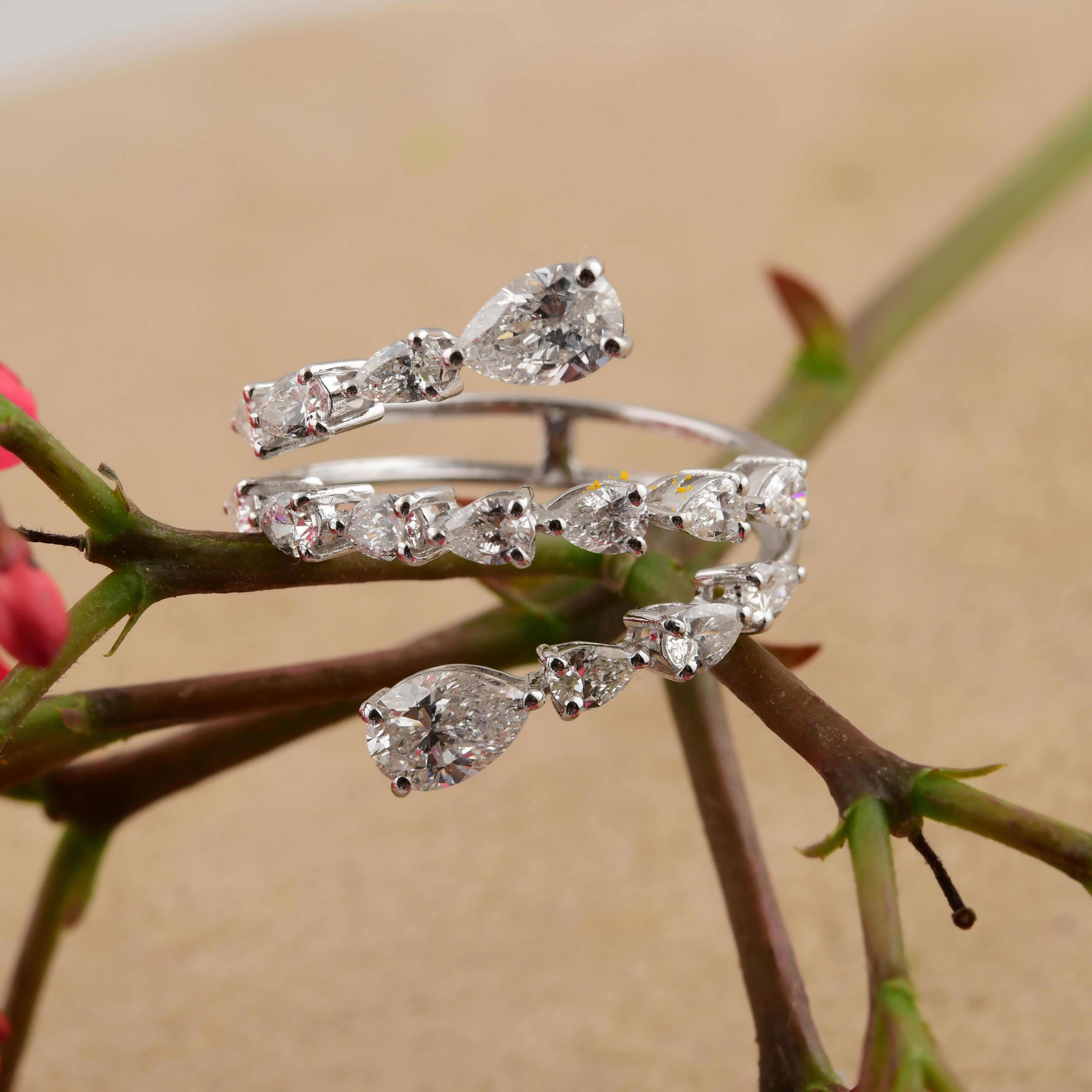 En venta: 1,78cts SI/H Anillo de Cóctel Envolvente Abierto de Diamantes en Oro Blanco Macizo de 18k  3