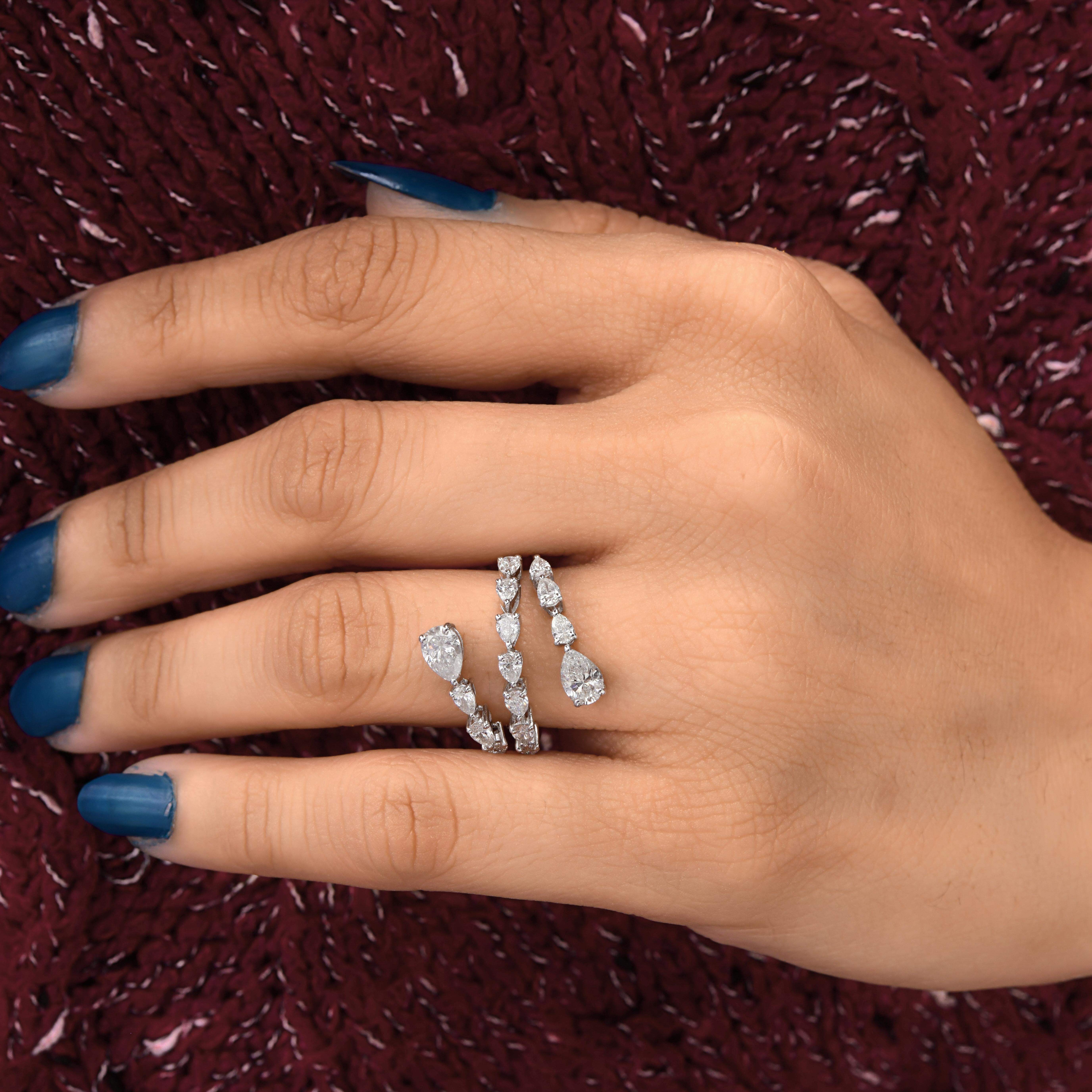 En venta: 1,78cts SI/H Anillo de Cóctel Envolvente Abierto de Diamantes en Oro Blanco Macizo de 18k  4