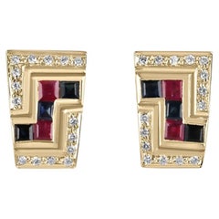 Orecchini con zaffiro naturale da 1,78tcw e diamante con chiusura a scatto