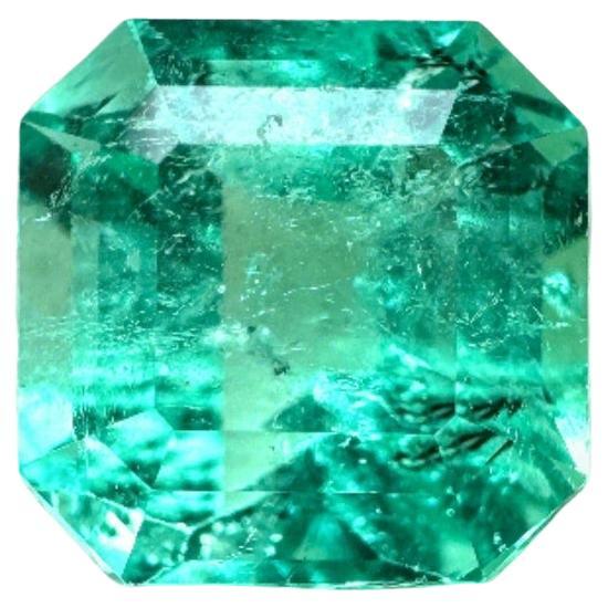 1.79 Carat 7x7 Minty Green Asscher Cut Colombian Emerald - May Birthstone Gem
