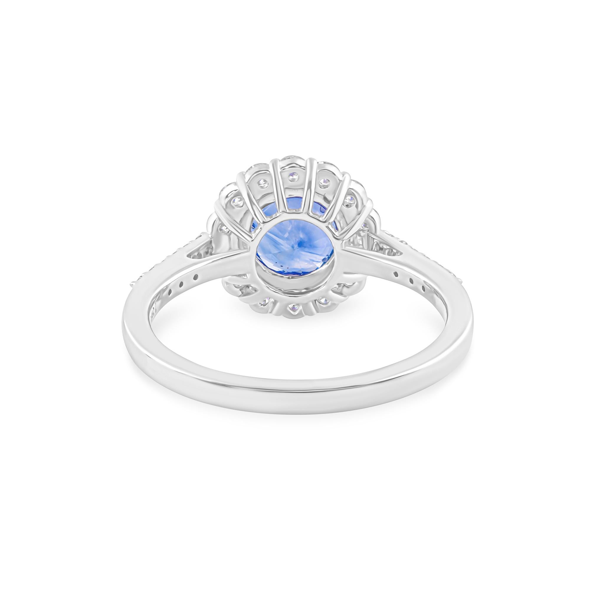 Cast from 18-karat gold, these exquisite ring is handset with 1.79 carats blue sapphire and 0.52 carats of sparkling diamonds.

FOLLOW SPECTRUM JEWELS storefront to view the latest collection & exclusive pieces. Spectrum Jewels is proudly rated as a