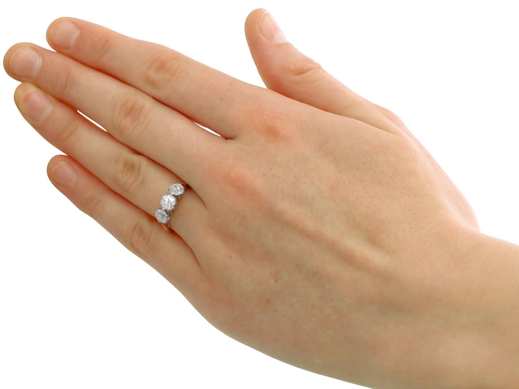 1.79 Carat Diamond Three-Stone Engagement Ring in Yellow Gold 2