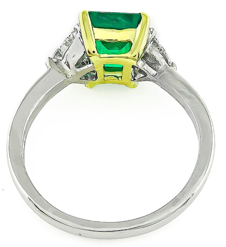 Emerald Cut 1.79 Carat Emerald Diamond Platinum Ring For Sale