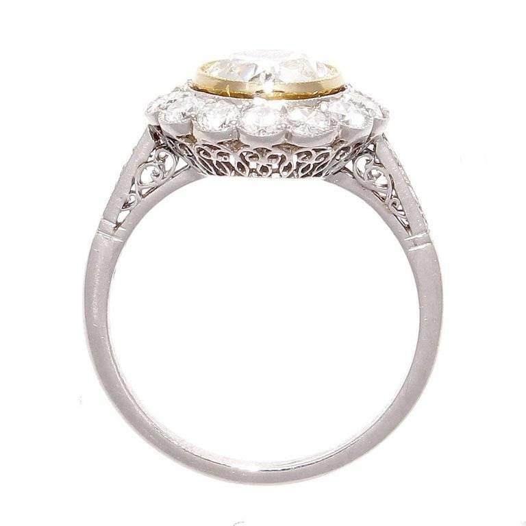 Art Deco 1.79 Carat Old European Cut Diamond Platinum Engagement Ring