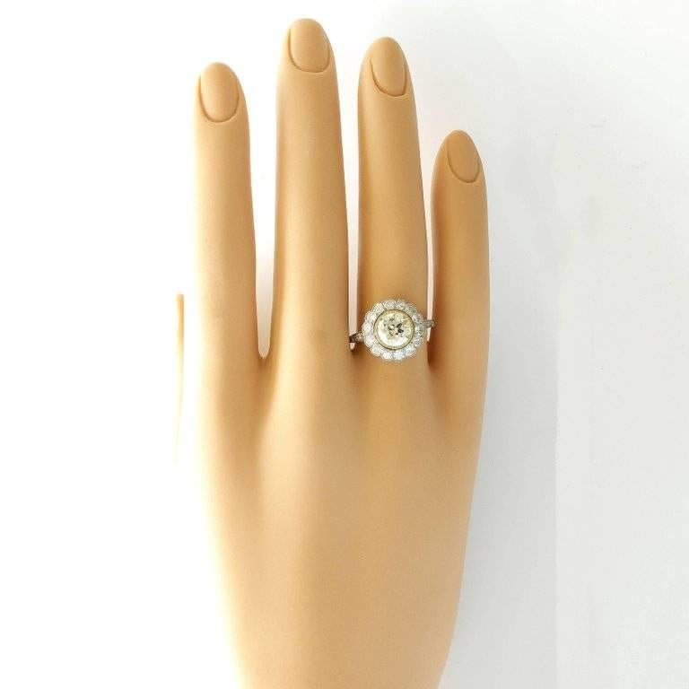 Women's 1.79 Carat Old European Cut Diamond Platinum Engagement Ring