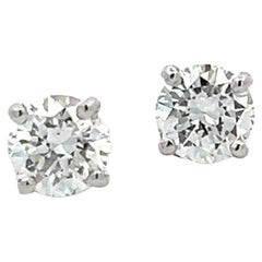1,79 Karat Runder Brillant D VS2 Diamant-Ohrstecker aus 18 Karat Weißgold