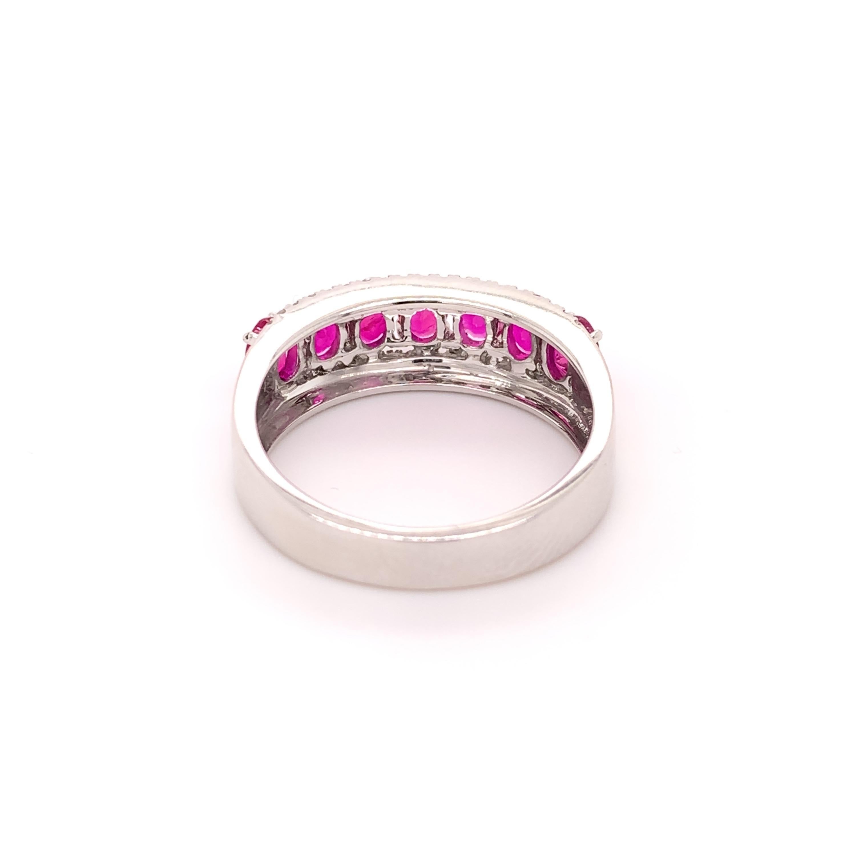 Contemporary 1.79 Carat Ruby Diamond Band Ring For Sale