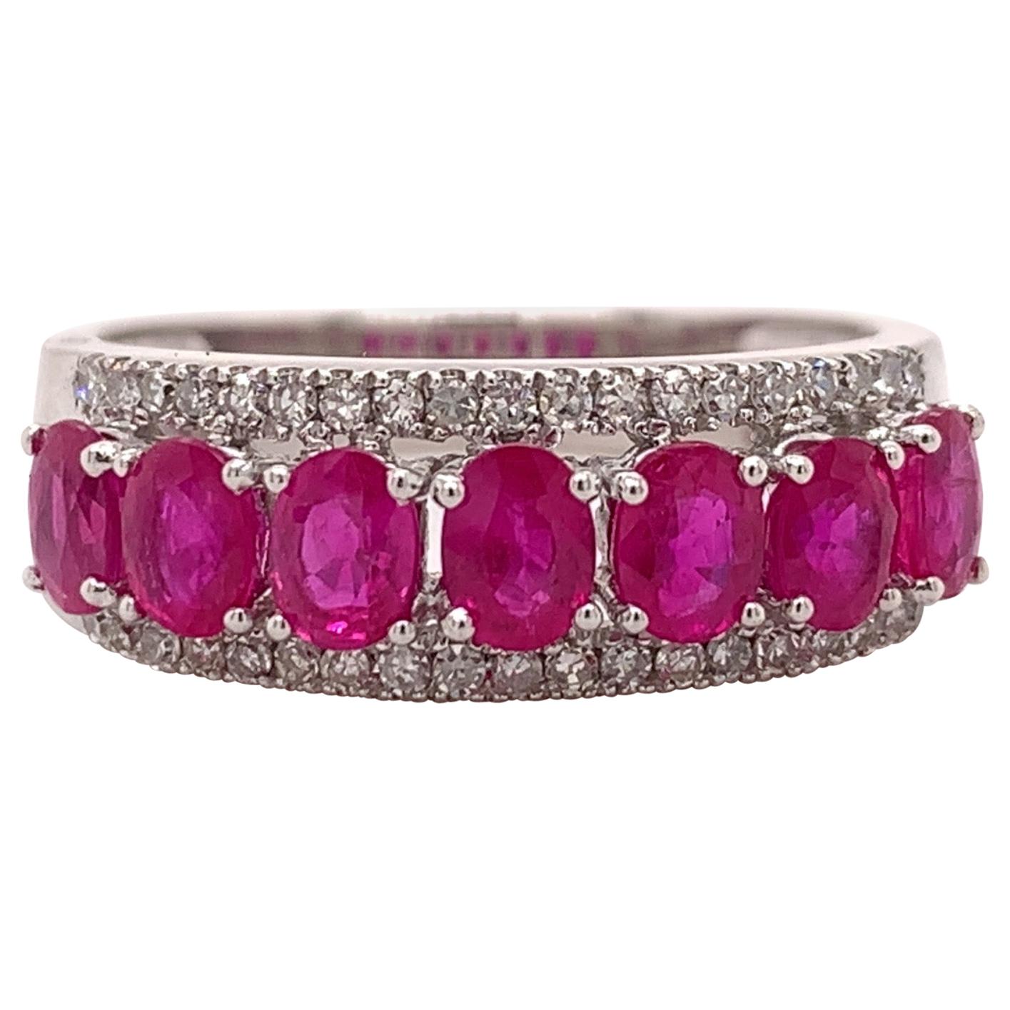 1.79 Carat Ruby Diamond Band Ring For Sale