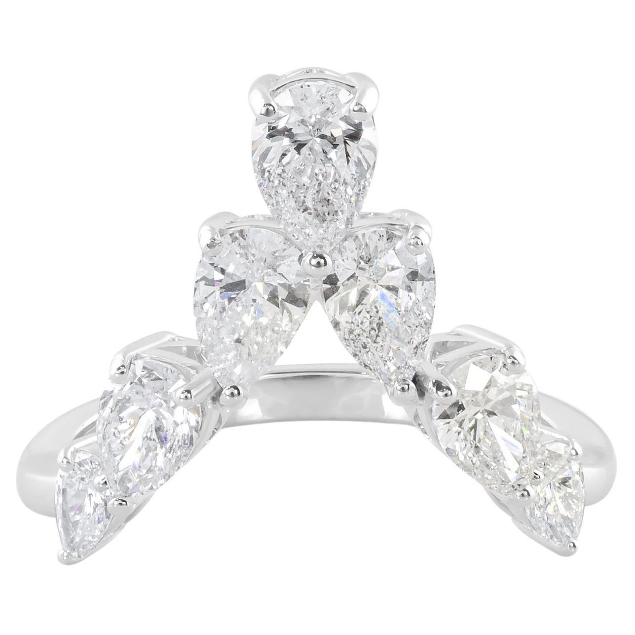 Bague à chevrons en or blanc 14 carats, pureté SI et diamants de couleur hi-colore de 1,79 carat