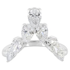 Bague à chevrons en or blanc 14 carats, pureté SI et diamants de couleur hi-colore de 1,79 carat