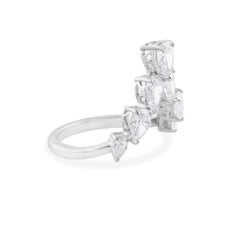1.79 Carat SI Clarity HI Color Diamond Chevron Ring 18 Karat White Gold Jewelry
