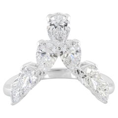 1.79 Carat SI Clarity HI Color Diamond Chevron Ring 18 Karat White Gold Jewelry