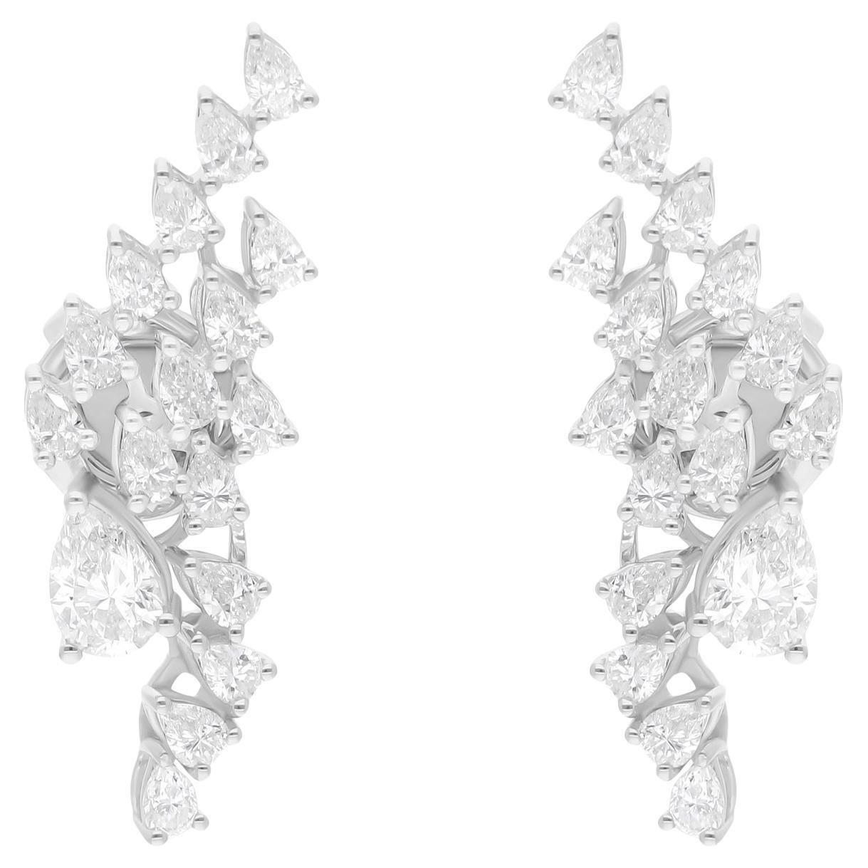 1.79 Karat SI/H Birnenschliff Diamant-Ohrringe im Brillantschliff 14 Karat Weißgold Schmuck