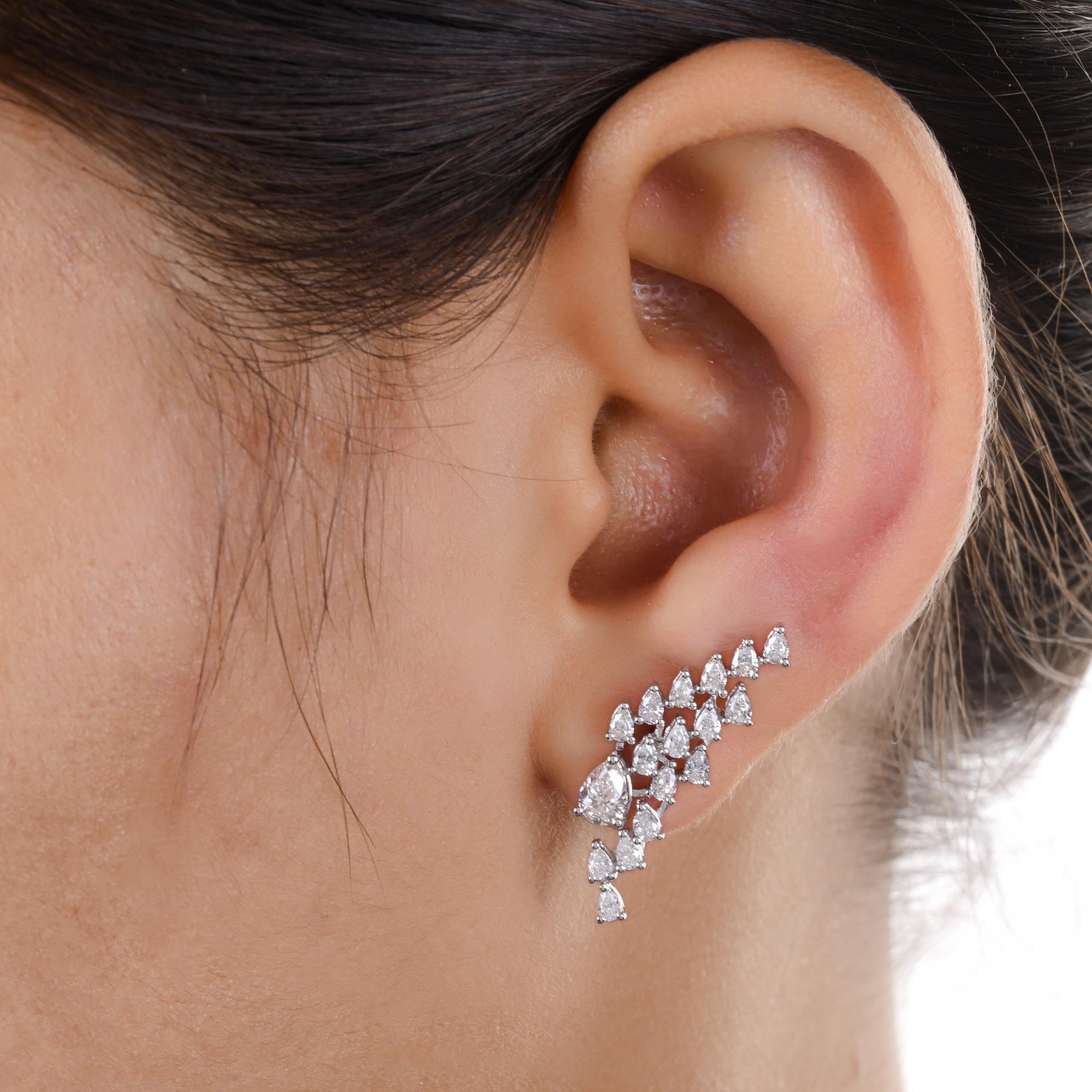 Moderne 1.79 Carat SI/H Boucles d'oreilles diamant poire taille brillant Or blanc 18 Karat Bijoux en vente