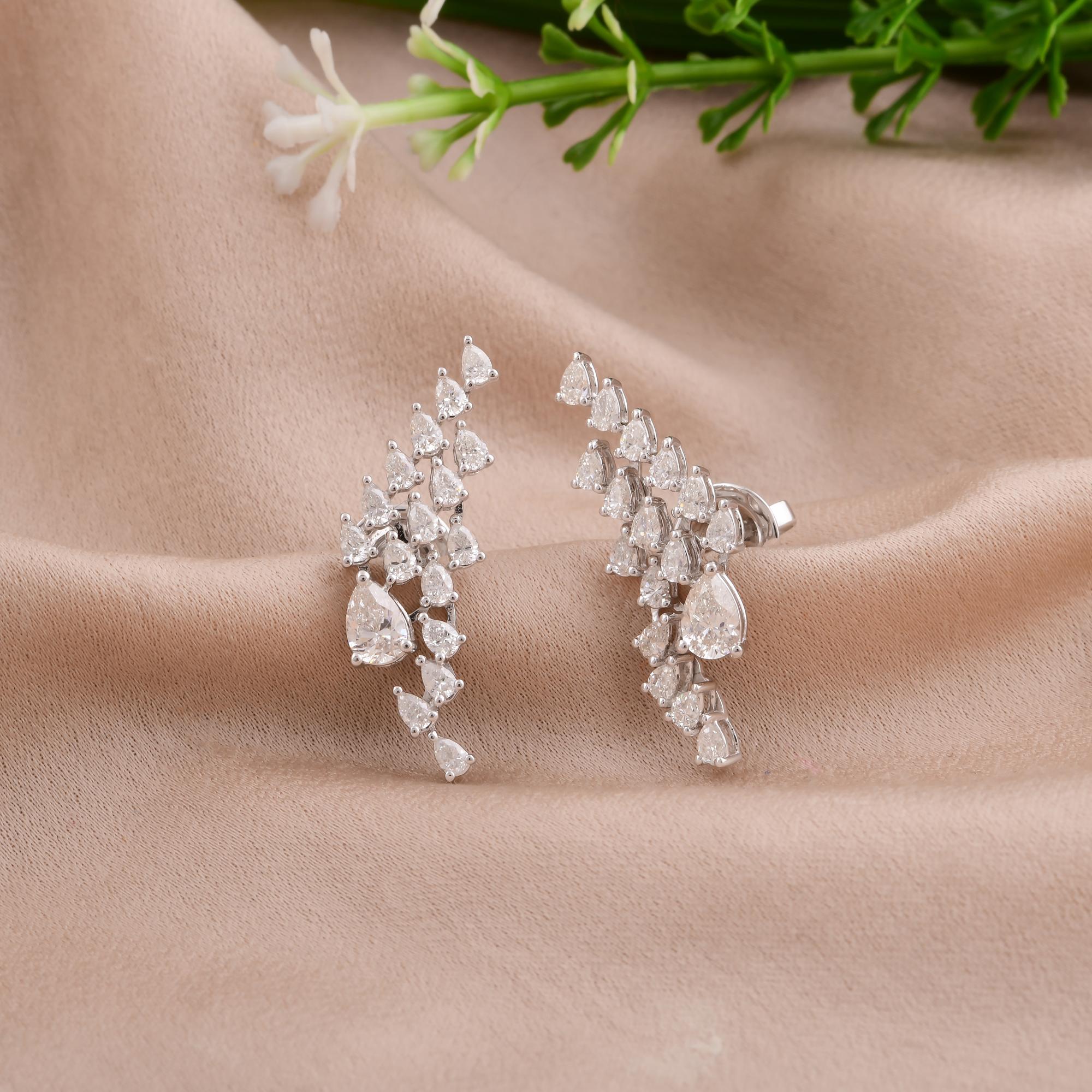 Taille poire 1.79 Carat SI/H Boucles d'oreilles diamant poire taille brillant Or blanc 18 Karat Bijoux en vente