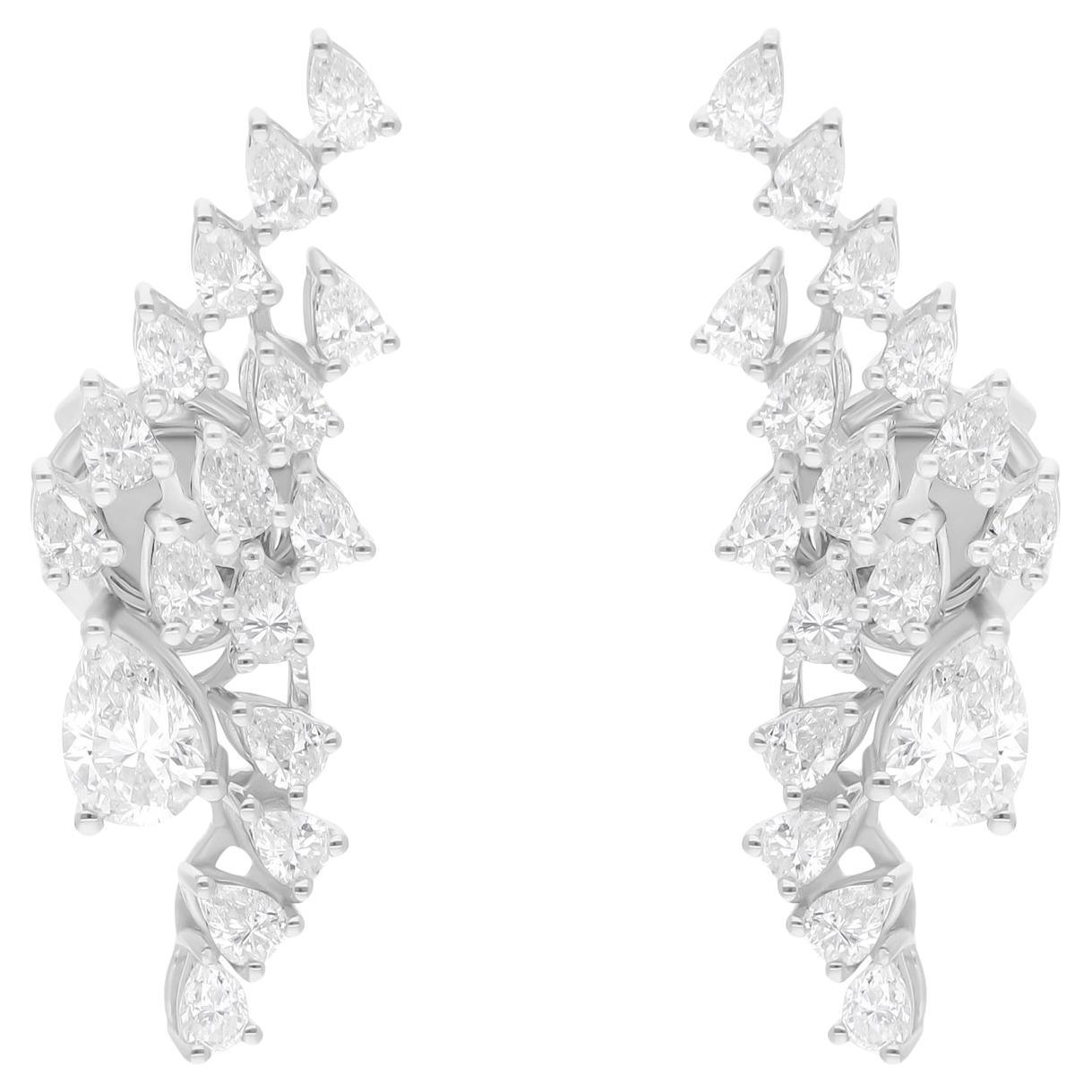 1.79 Carat SI/H Pear Brilliant Cut Diamond Earrings 18 Karat White Gold Jewelry
